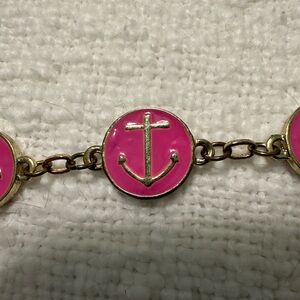 Pink enamel anchor bracelet